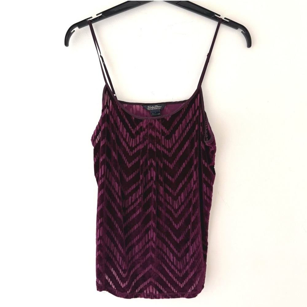 Lucky Brand Burnout Velvet Cami Womens L Purple Chevron Whimsigoth Boho Top